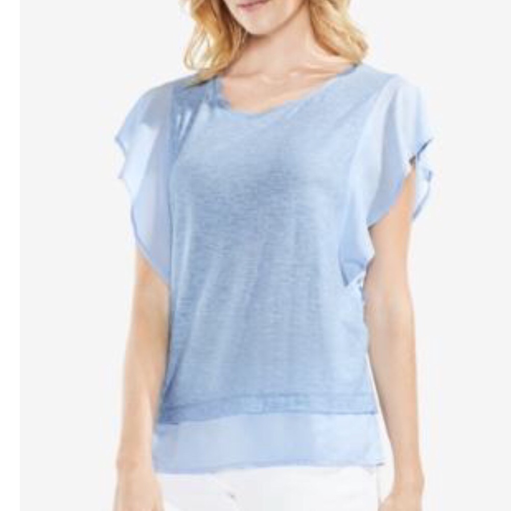 VINCE CAMUTO | Mixed Media top w/ flutter sleeve
